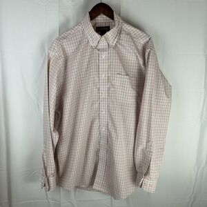 Brooks Brothers Orange Plaid Long Sleeve Shirt‎ Size XL Non Iron Cotton